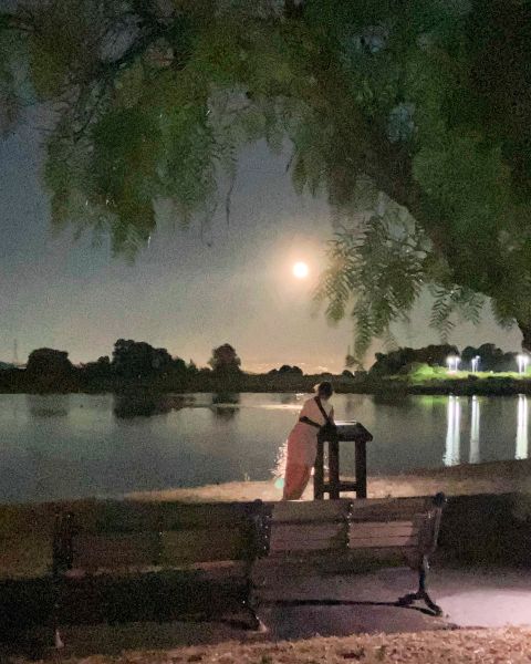 Solitary Woman Looking at the Moon for Laura